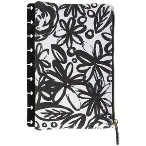 The Happy Planner Black & White Flower Snap on Pencil Case